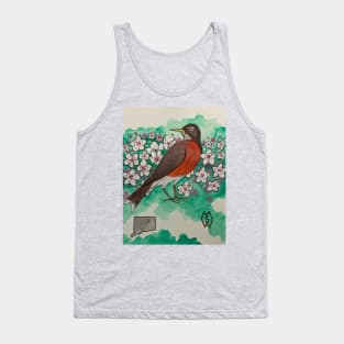 Connecticut state bird and flower, the robin and mountain laurel Tank Top